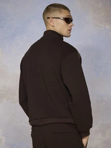 Emperor Men's Autumn/Winter Brown Woven Tape Patch Jacket - Brown - View 2