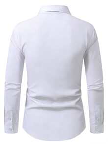 Manfinity Homme Manfinity Mode Men's Plus-Size Long-Sleeve Shirt, Solid White, In A Business-Casual Or Formal Style. - White - View 2