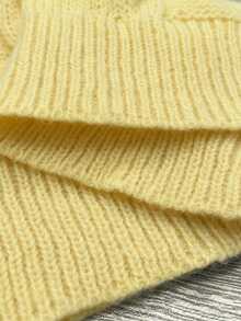 Elenzga Plus Size Women Casual Solid Color Crew Neck Long Sleeve Sweater Fall Winter - Pale Yellow - View 4