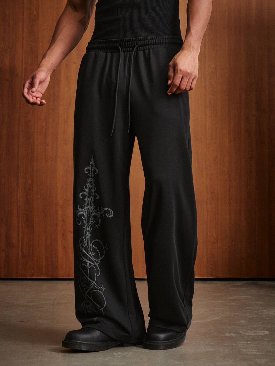 TOKVUE Men's Printed Streetwear Sweatpants - Black - View 1