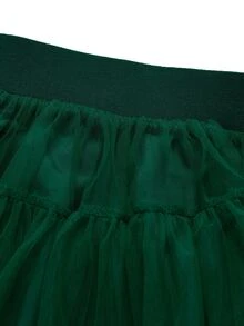Souflis Souflis 1件幼童女嬰公主風祖母綠荷葉邊蓬蓬網紗芭蕾舞裙，彈性腰頭輕盈夏季派對裙 - 墨綠色 - 查看 5