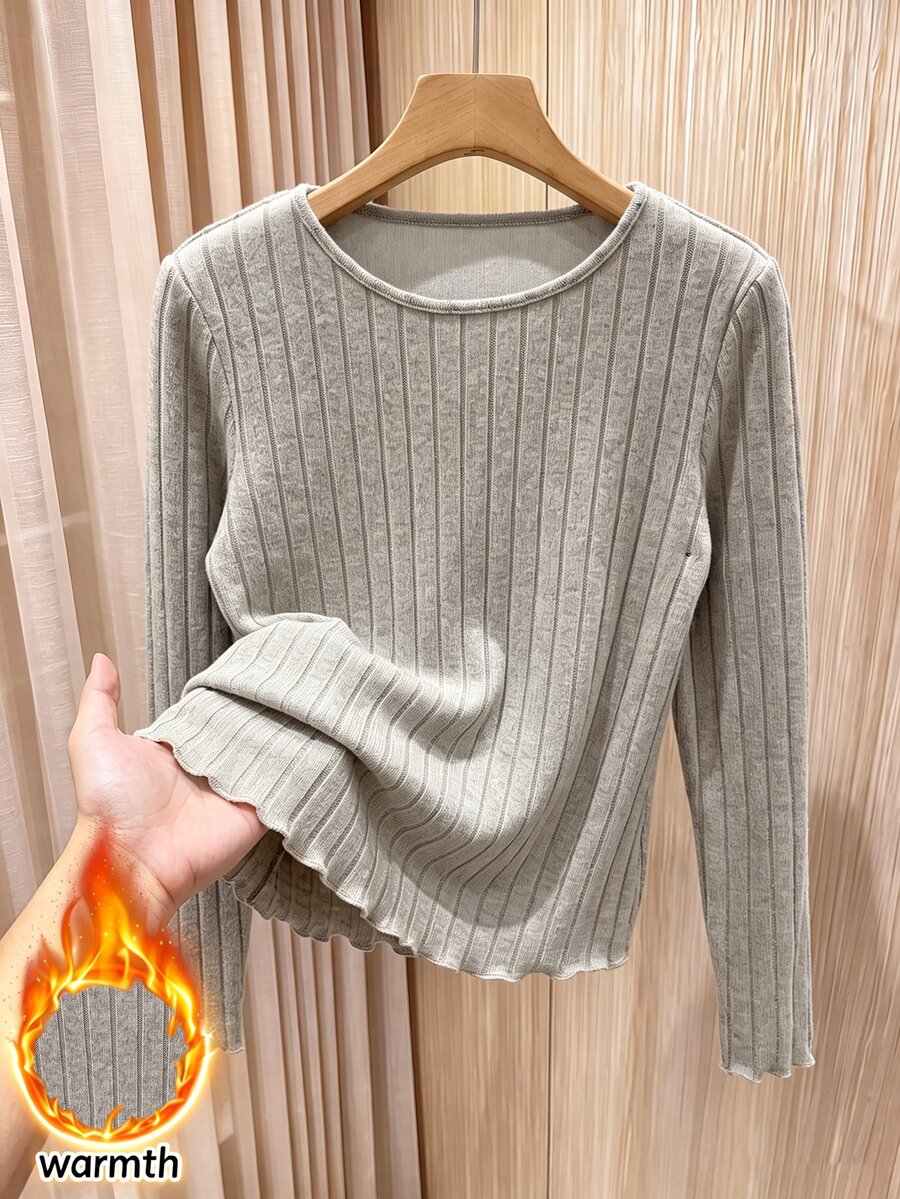 Rusticease Solid Color Casual Long Sleeve T-Shirt For Middle-Aged And Elderly Women - Grey - View 1