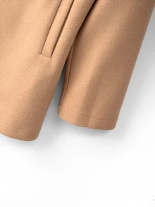 GlowEve Women's Brown Maillard Style High Neck Wool Blend Patchwork Brushed Ribbed Collar Elegant Commuter Autumn/Winter - Khaki - View 6