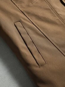Manfinity Hypemode Men's Solid Color Brown Single-Breasted Casual Versatile Long Sleeve Jacket - Brown - View 8