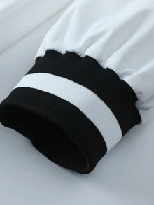 Manfinity Homme Jaket Baseball Pria Warna Putih, Model Longgar dengan Resleting, Cocok untuk Perjalanan Sehari-hari dan Liburan Akhir Pekan - Putih - View 5