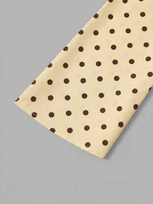 Blus Anak Perempuan Remaja Motif Polkadot Cokelat Musim Gugur dengan Pinggang Berkerut, Model Lucu untuk Sekolah - Kuning - View 5
