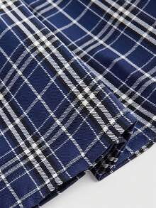 Sweetra Plus Size Korean Style Plaid Pleated Mini Skirt, Preppy - Multicolor - View 3