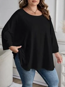 SHEIN CURVE+ 2PCS Plus Size T-Shirts - Black and White - View 3