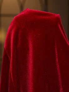 SilkySpell Women's Sexy Velvet Lace Sheer Short Nightgown - Burgundy - View 6