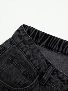 GlowEve CURVE Celana Jeans Bordir Kancing Gaya Jalanan Ukuran Plus - Hitam - View 4