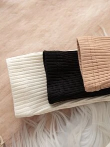 SHEIN 女童高領打底上衣，柔軟舒適針織面料，保暖護頸，可作為內搭或外穿，適合秋冬日常戶外出遊 - 彩色 - 查看 5