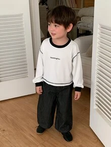 DAZY Infant/Toddler (Boy) Crew Neck Colorblock Casual Long Sleeve Top, Spring/Autumn - White - View 4