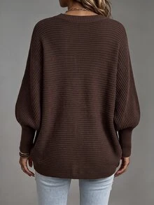SHEIN Women's Solid Color Casual Versatile Daily Wear Cardigan - Coffee Brown - View 4