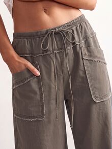 Bohemela Plus Size Fashion Street Drawstring Waist Loose Fit Jeans - Brown - View 3
