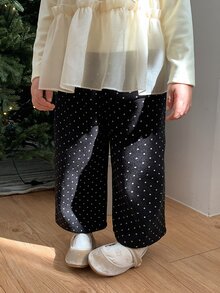 DAZY Baby Girls Autumn/Winter Fashion Daily Polka Dot Straight Leg Pants - Black - View 1