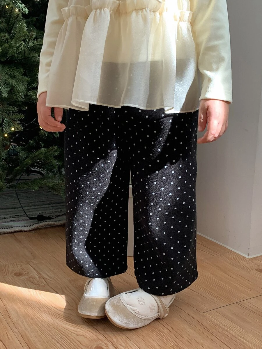 DAZY Baby Girls Autumn/Winter Fashion Daily Polka Dot Straight Leg Pants - Black - View 1