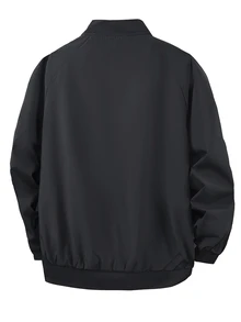 Gym Rark Autumn/Winter Men's Solid Color Baseball Jacket, Pilot Jacket, Men's Outerwear, Men's Top - Black - View 2