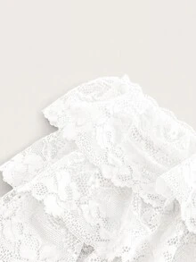 SHEIN ICON 女款純色多層荷葉邊時尚低腰裙褲 - 白色 - 查看 4
