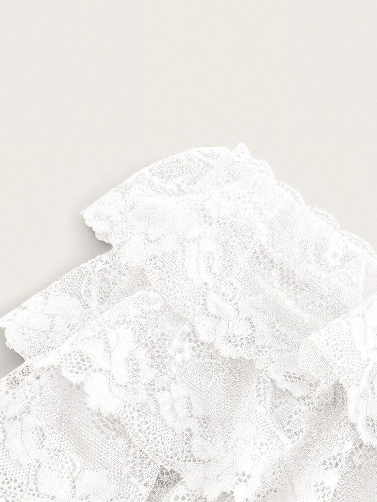 SHEIN ICON Women's Solid Color Multi-Layer Ruffle Fashion Low Waist Skirt Shorts - White - View 4
