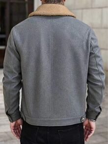 Manfinity CasualCool Men's Colorblock Casual Versatile Daily Travel Overcoat - Grey - View 2