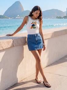 CAJUNI Tropical Print Tank Top With Macaw And Toucan - White - View 4