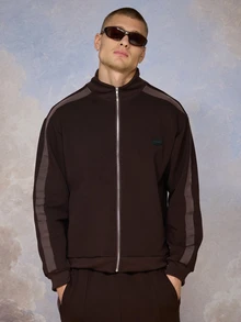 Emperor Men's Autumn/Winter Brown Woven Tape Patch Jacket - Brown - View 1
