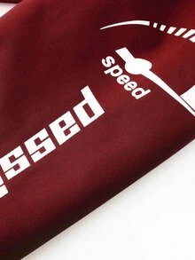 Manfinity Roghcode Men's Letter Pattern Zipper Casual Daily Long Sleeve Jacket - Burgundy - View 4