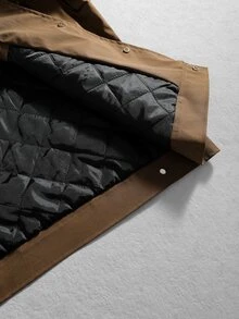 Manfinity Hypemode Men's Solid Color Brown Single-Breasted Casual Versatile Long Sleeve Jacket - Brown - View 9