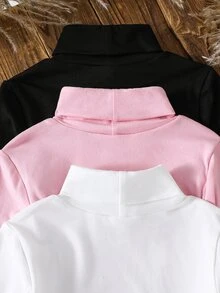 SHEIN 青少年女孩休閒基本款純色針織彈性長袖內搭上衣 多件裝 - 彩色 - 查看 6