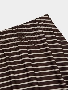 Sweetra Plus Size Casual 2 Pieces Set With Faux Layered T-Shirt And Striped Skirt - Brown - View 9
