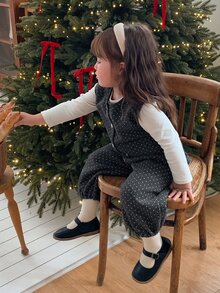 DAZY Infant/Toddler (Girl) Round Neck Polka Dot Casual Layered Korean Style Vibe Jacket Set - Grey - View 1