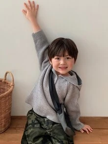 DAZY Infant (Boy) Casual Solid Color Comfortable Autumn/Winter Long Sleeve Sweater - Grey - View 8