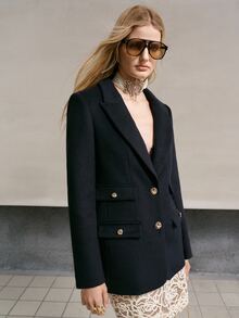 MOTF PREMIUM WOMEN'S AUTUMN/WINTER WOOL SINGLE-SIDED FELT BLAZER - Black - View 6