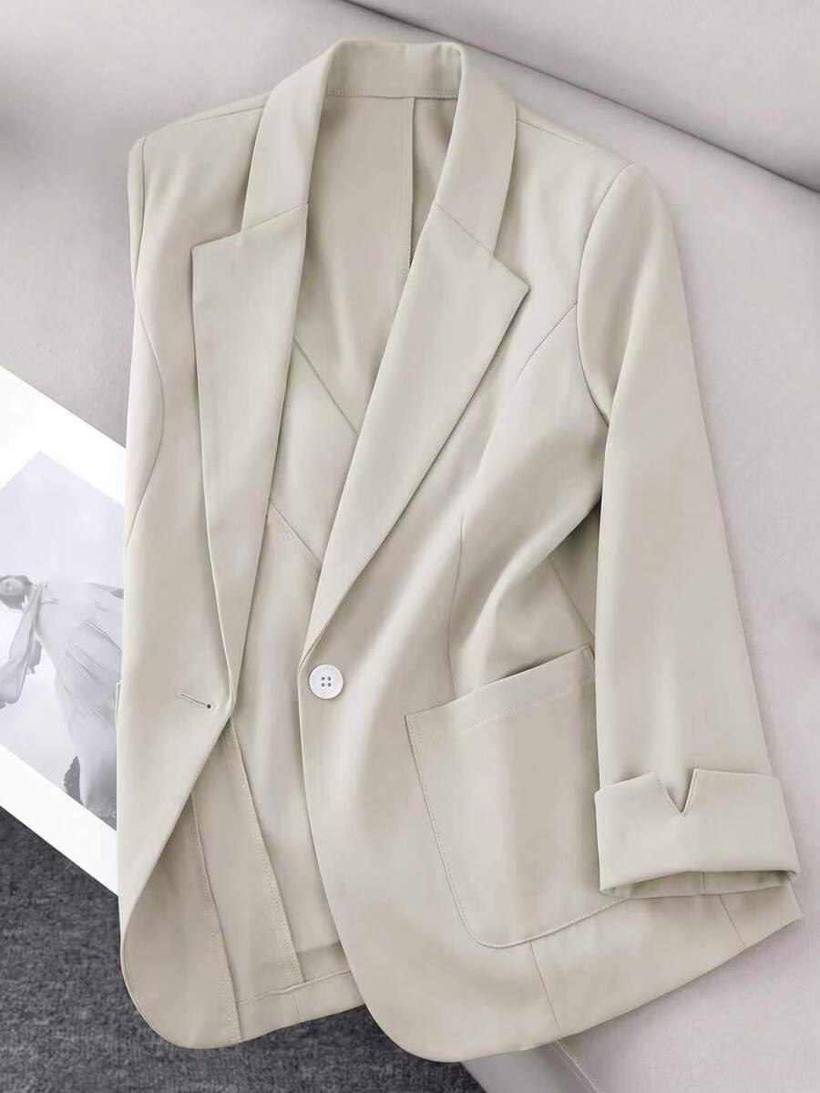 DAZY Plus Size Women Solid Color Casual Versatile Daily Wear Long Sleeve Jacket - White - View 1