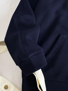 青少年女孩甜美可愛櫻桃圖案粉色拉鍊夾克 抓絨內裡保暖衛衣 秋冬款 - 藏蓝色 - 查看 7