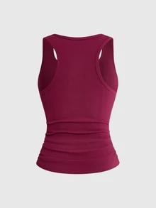ROMWE Avant Women's Vintage New Chinese Style Leopard Print Chinese & English Text All-Match Versatile Tank Top Plus Size - Red - View 2