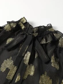 Velvienne Atasan Kasual Sehari-hari Motif Bunga untuk Wanita Ukuran Besar - Hitam - View 7