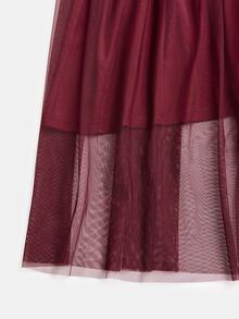 GlowEve CURVE Spring/Autumn Off-Shoulder Mesh Dress With Rhinestones And Crystals, Elegant And Glamorous Burgundy, Suitable For Christmas, Valentine's Day, Chinese New Year, Party, New Year And Multiple Occasions, Plus Size - Merry Berry - View 3