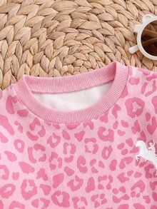 Infant Girls Round Neck Long Sleeve Pullover Sweatshirt + Straight Leg Sweatpants - Multicolor - View 4