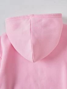 SHEIN Sparklyn 秋冬女童連帽拉鍊外套－街頭風混搭，保暖針織面料，適合秋冬穿著，微寬鬆版型預留成長空間，適合上學與外出，讓女孩瞬間展現活力！ - 粉色 - 查看 6