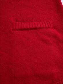 Rusticease Plus Size Red Ribbed Round Neck Long Sleeve Sweater Cozy Casual Fall Winter 2026 - Red - View 7
