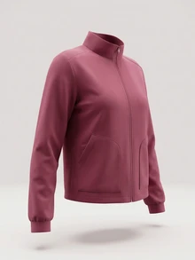 TaskEZ Women's Smoky Pink Long Sleeve Zippered Multi-Pocket Short Cropped Stand Collar Maid Casual Scrub Scrub Uniform Jacket Work Fall - Pink - View 1