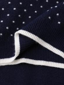 SHEIN Tween Girl Winter Knit 2 Pieces Set, Cute 3D Bow Sweater With Pleated Skirt, Elegant And Adorable - Navy Blue - View 3