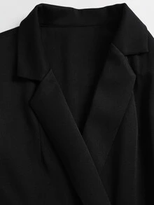 Sweetra Women's Metal Decor Casual Commute Long Sleeve Blazer - Black - View 5