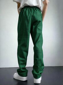 Manfinity Hypemode Men's Plaid Casual Versatile Daily Travel Long Pants - Green - View 2