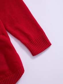 Rusticease Plus Size Red Ribbed Round Neck Long Sleeve Sweater Cozy Casual Fall Winter 2026 - Red - View 6