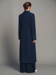 MOTF PREMIUM Large Lapel H-Line Overcoat, Autumn/Winter - Navy Blue - View 2