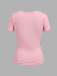 SHEIN EZwear 3件組女款素色V領短袖休閒T恤 - 彩色 - 查看 7