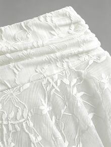 Sweetra 女款新款時尚百搭不對稱斜邊設計蕾絲百褶低腰性感不對稱裙 - 白色 - 查看 7