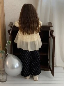 DAZY Baby Girls Autumn/Winter Fashion Daily Polka Dot Straight Leg Pants - Black - View 2